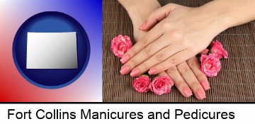 a manicure (pink fingernails) in Fort Collins, CO