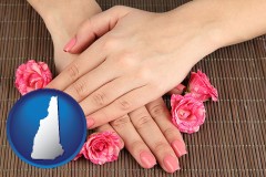 new-hampshire map icon and a manicure (pink fingernails)