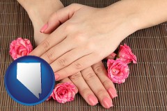 nevada map icon and a manicure (pink fingernails)