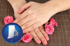 rhode-island a manicure (pink fingernails)