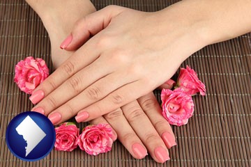 a manicure (pink fingernails) - with Washington, DC icon