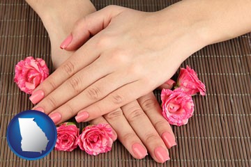 a manicure (pink fingernails) - with Georgia icon