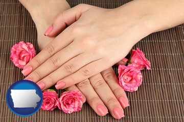 a manicure (pink fingernails) - with Iowa icon