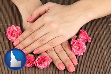 a manicure (pink fingernails) - with Idaho icon