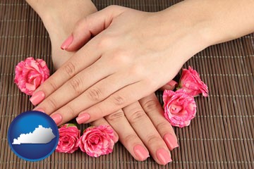 a manicure (pink fingernails) - with Kentucky icon