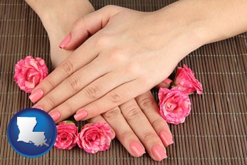 a manicure (pink fingernails) - with Louisiana icon