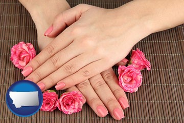 a manicure (pink fingernails) - with Montana icon