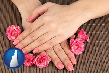 a manicure (pink fingernails) - with New Hampshire icon