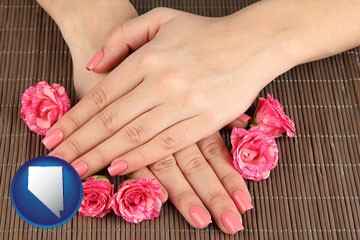 a manicure (pink fingernails) - with Nevada icon