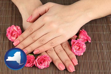 a manicure (pink fingernails) - with New York icon