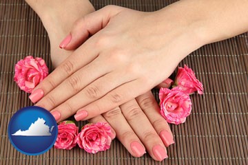 a manicure (pink fingernails) - with Virginia icon
